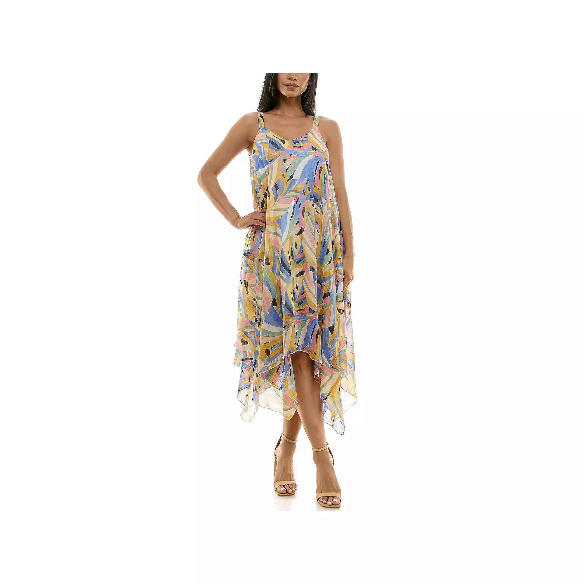 Women's Nina Leonard Uneven Hem Dress, Size: Large, Guava Team Product Image