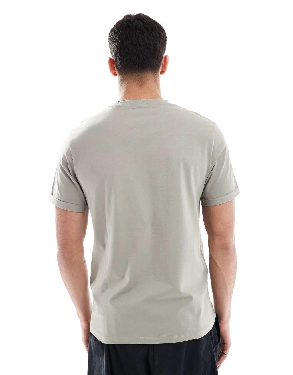 ASOS DESIGN essential crew neck t-shirt with cuffed sleeves in stone Product Image