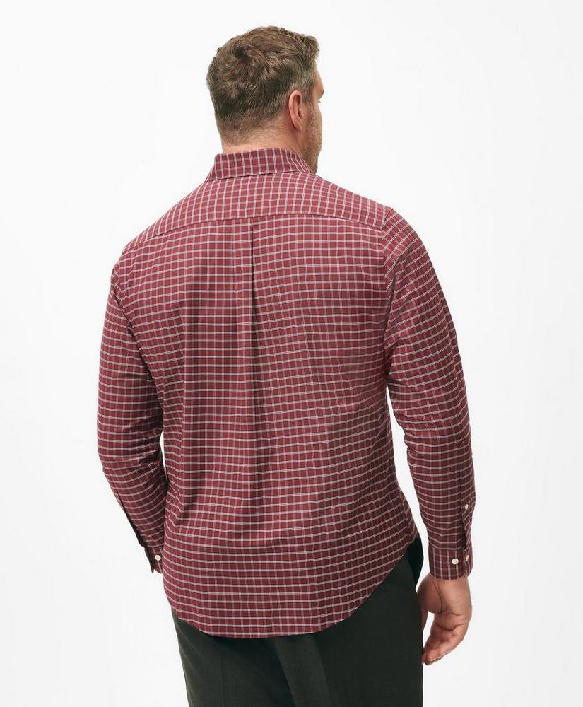Big & Tall Stretch Cotton Non-Iron Oxford Polo Button Down Collar, Windowpane Shirt Product Image