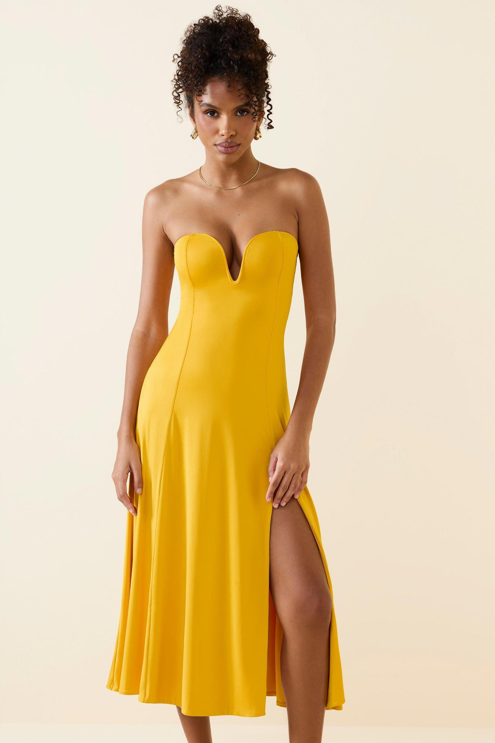 Bandeau Midaxi Dress in Golden Yellow Product Image