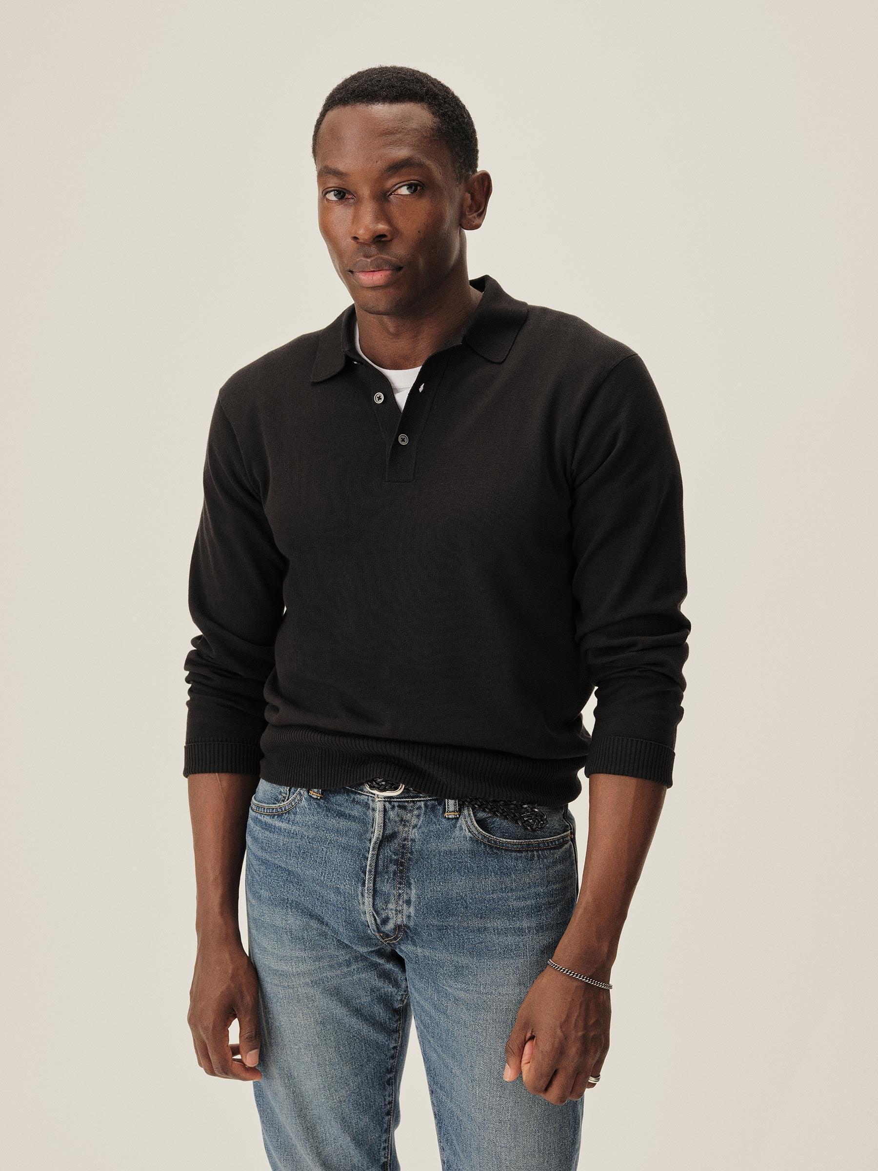 Black Como Cashmere L/S Polo Product Image