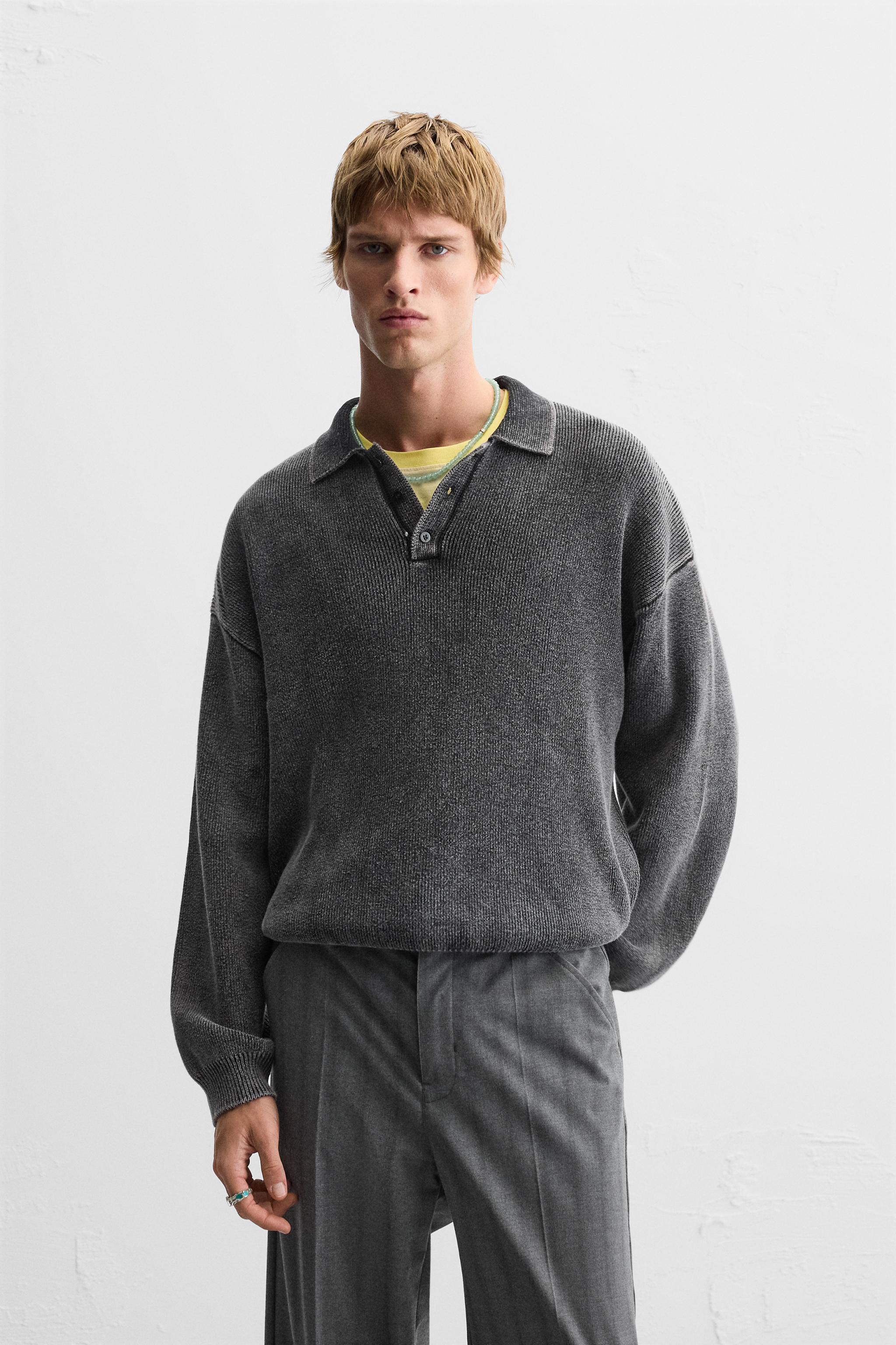 WASHED EFFECT KNIT POLO SHIRT Product Image