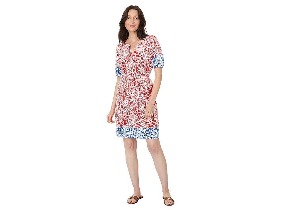 Tommy Hilfiger Floral Puff Sleeve Belated Dress (Bright /Scarlet) Women's Dress Product Image