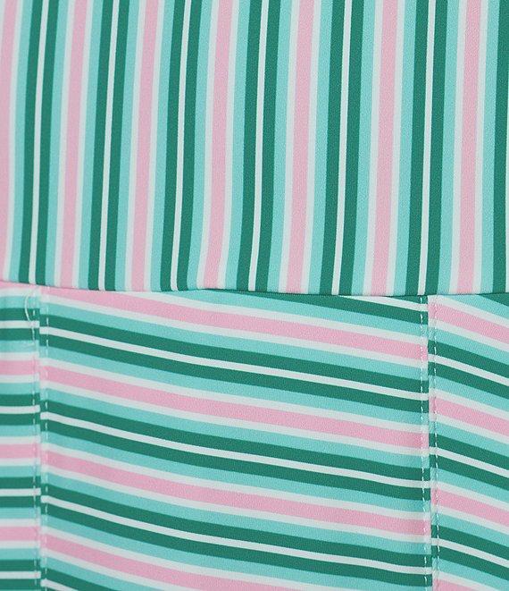 Addison Bay Racquet Striped Print Crew Neck Sleeveless Pleated Active Dress Product Image