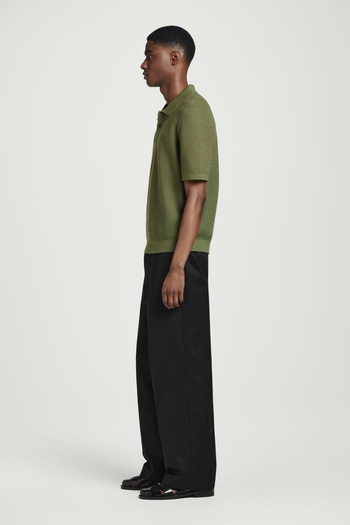 TEXTURED KNITTED COTTON POLO SHIRT Product Image