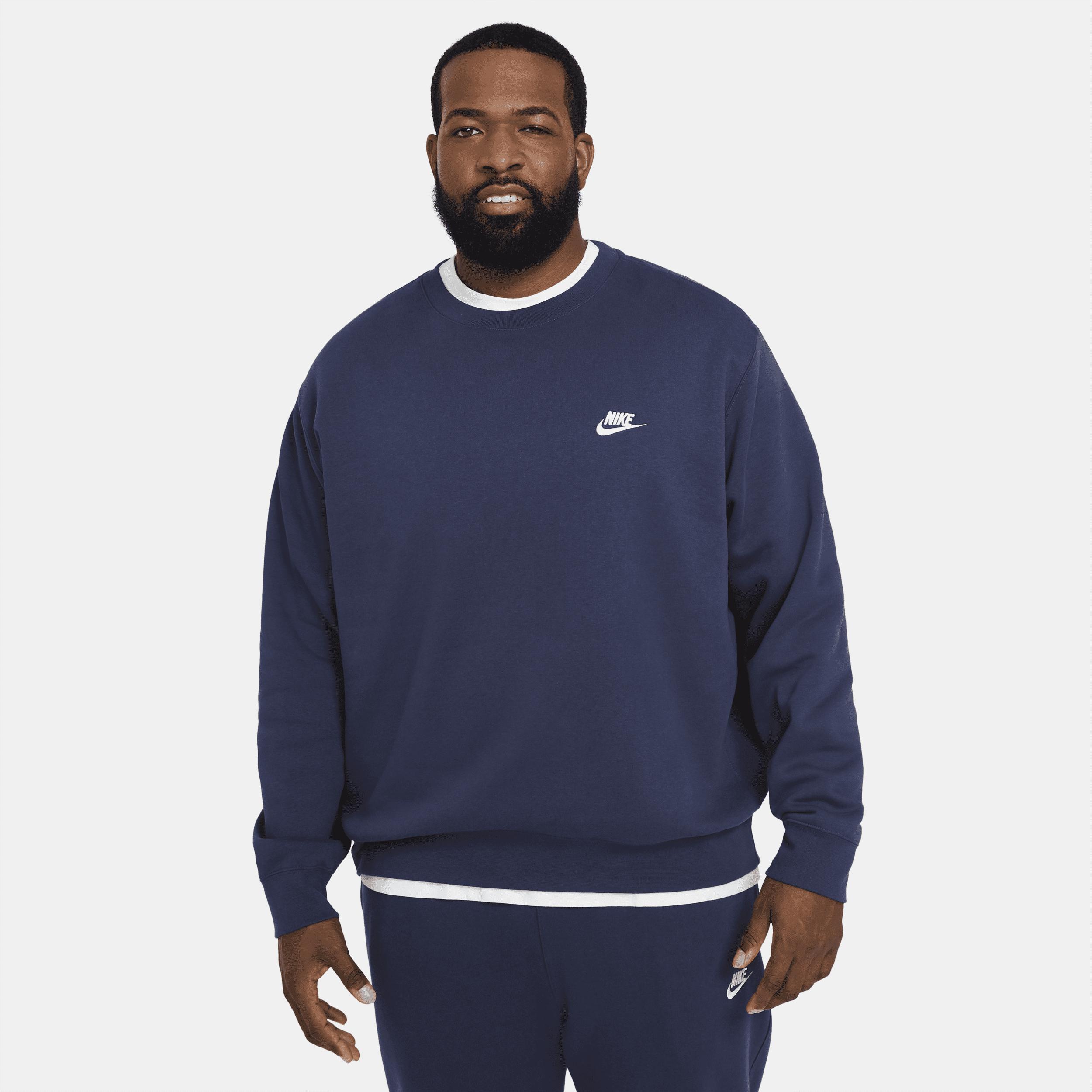 Men's Nike Club Fleece Crew, Size: XL, Black Navy White Product Image