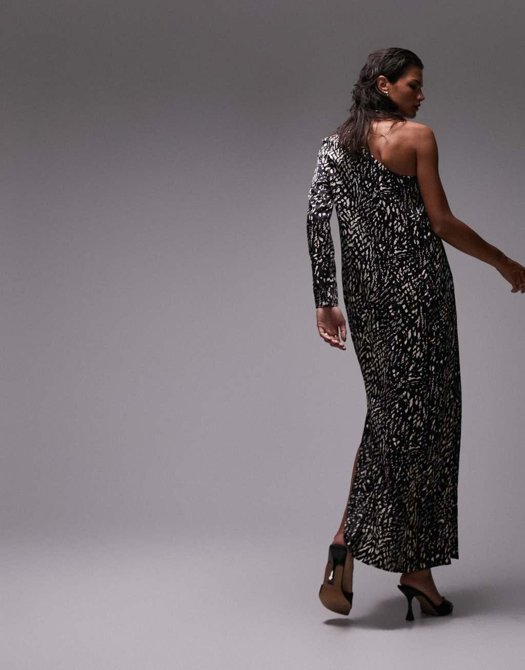 Topshop animal one sleeve maxi dress Product Image