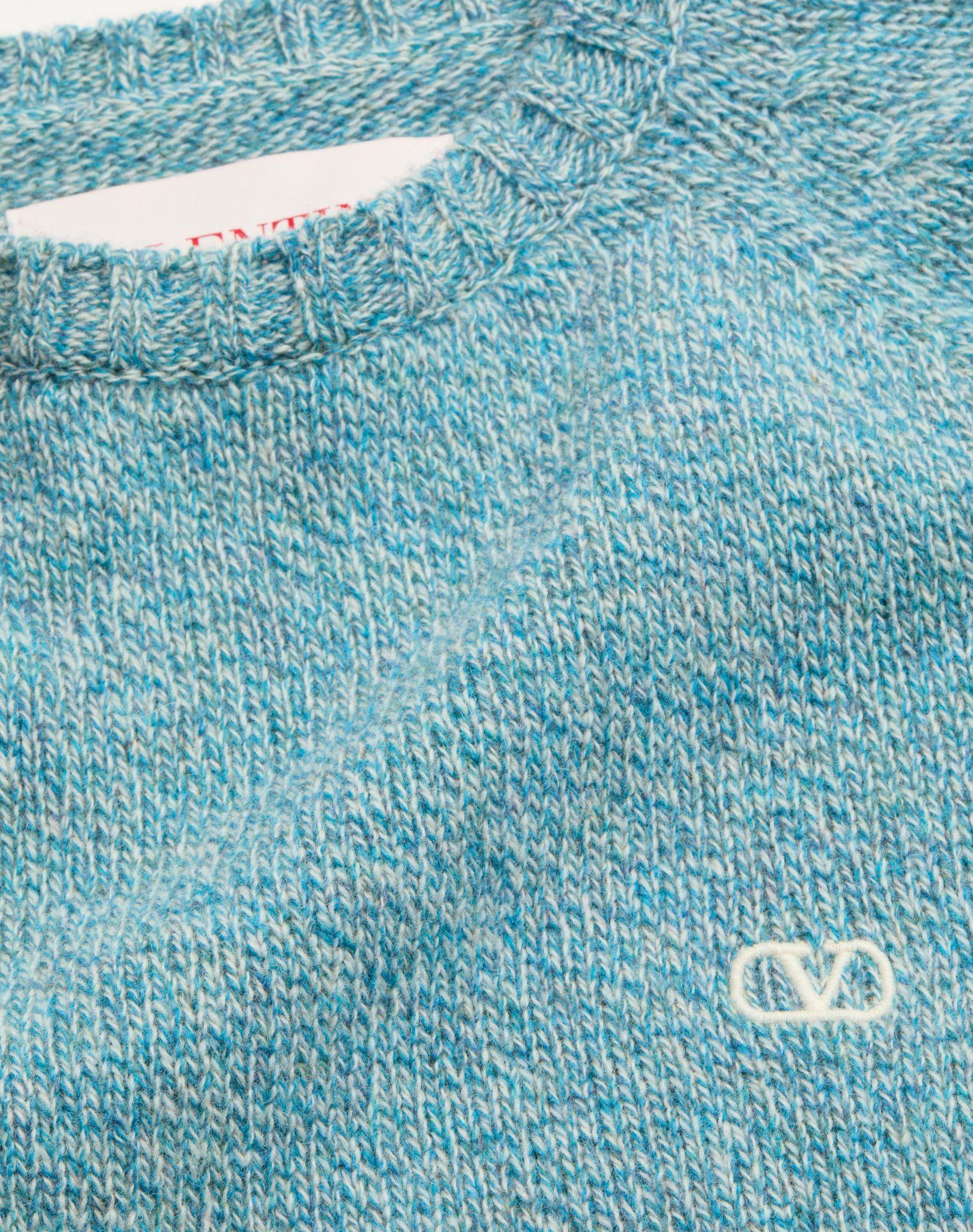 Crewneck Wool Sweater With Vlogo Embroidery Product Image