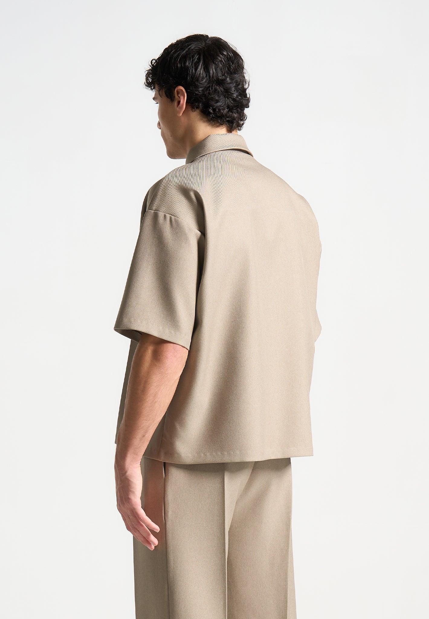 Boxy Shirt with Crease - Beige Male Product Image