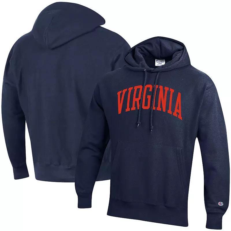 Men's Champion Navy Virginia Cavaliers Team Arch Reverse Weave Pullover Hoodie, Size: 2XL, Blue Product Image