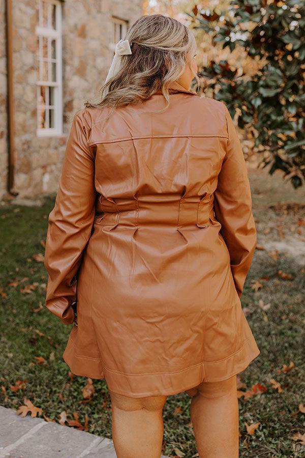 Mostly Amused Faux Leather Dress in Camel Curves Product Image