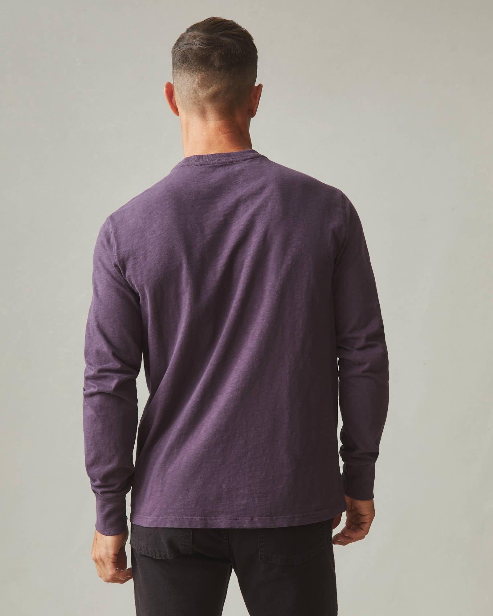 Men's Premium Slub Crew Long Sleeve Tee - Grapeseed Male Product Image