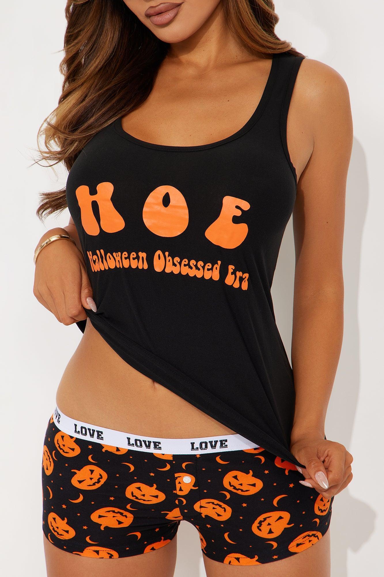 Halloween Obsessed Era PJ Boyshort Set - Black/Orange Product Image