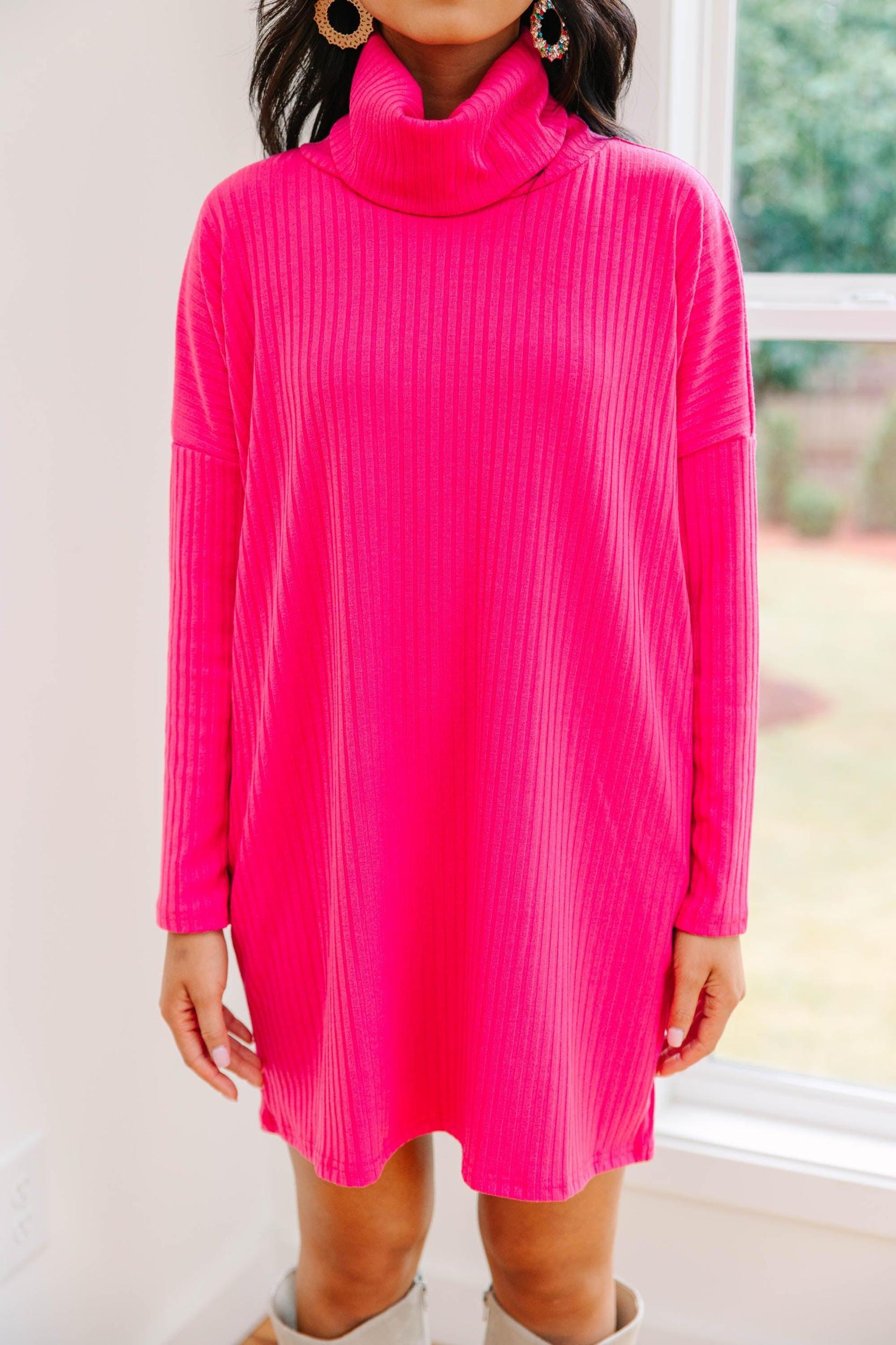 Just Imagine It Fuchsia Pink Sweater Dress Female Product Image