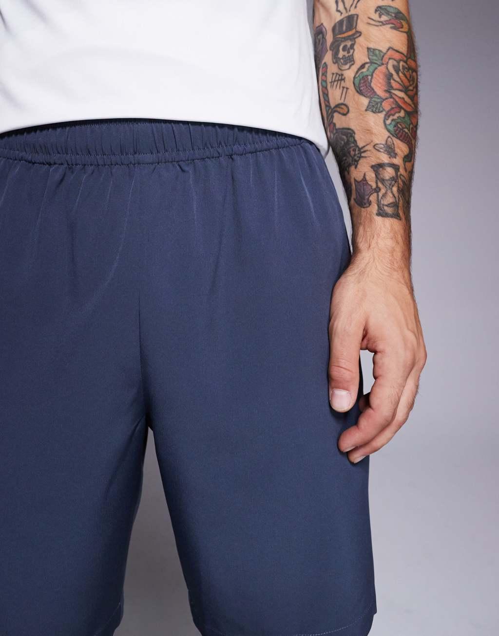 4505 Icon 7 inch quick dry training shorts with zip pockets in navy  Product Image