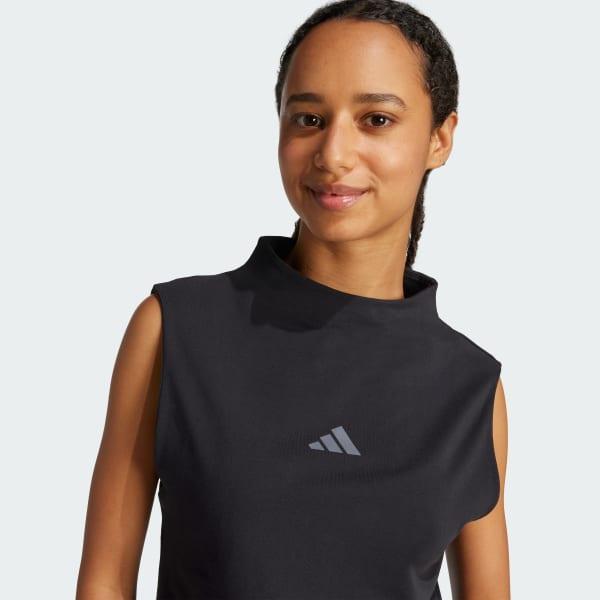 adidas Essentials Slim High-Neck Tank Top Black L Womens Product Image