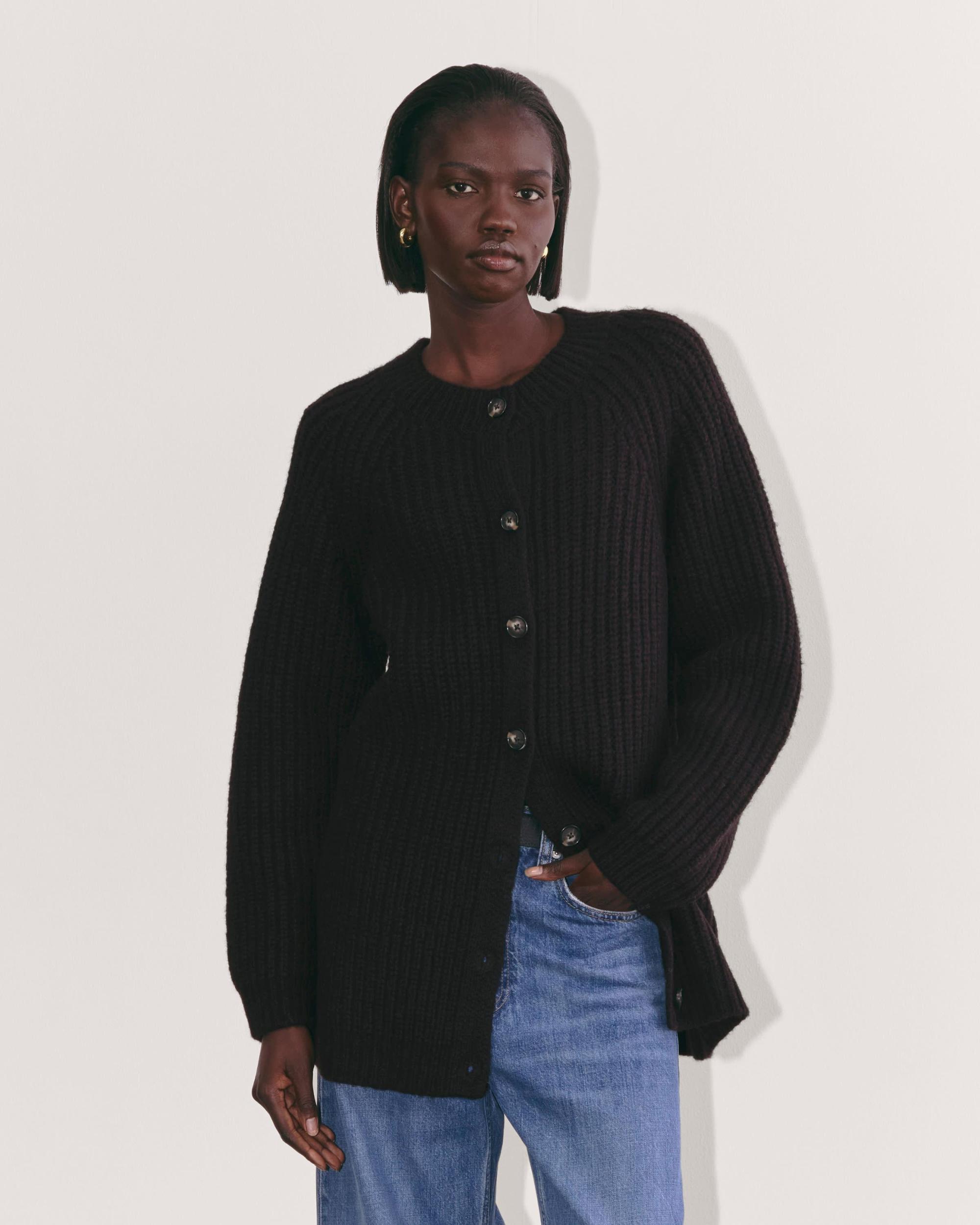 The Fisherman Cardigan in Cloud Product Image