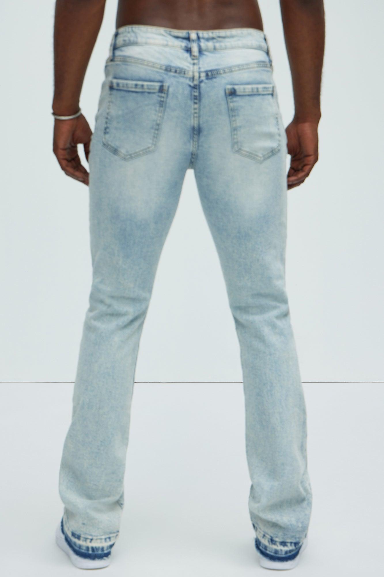 Cornell Stacked Skinny Flare Jeans - Bleach Blue Wash Product Image