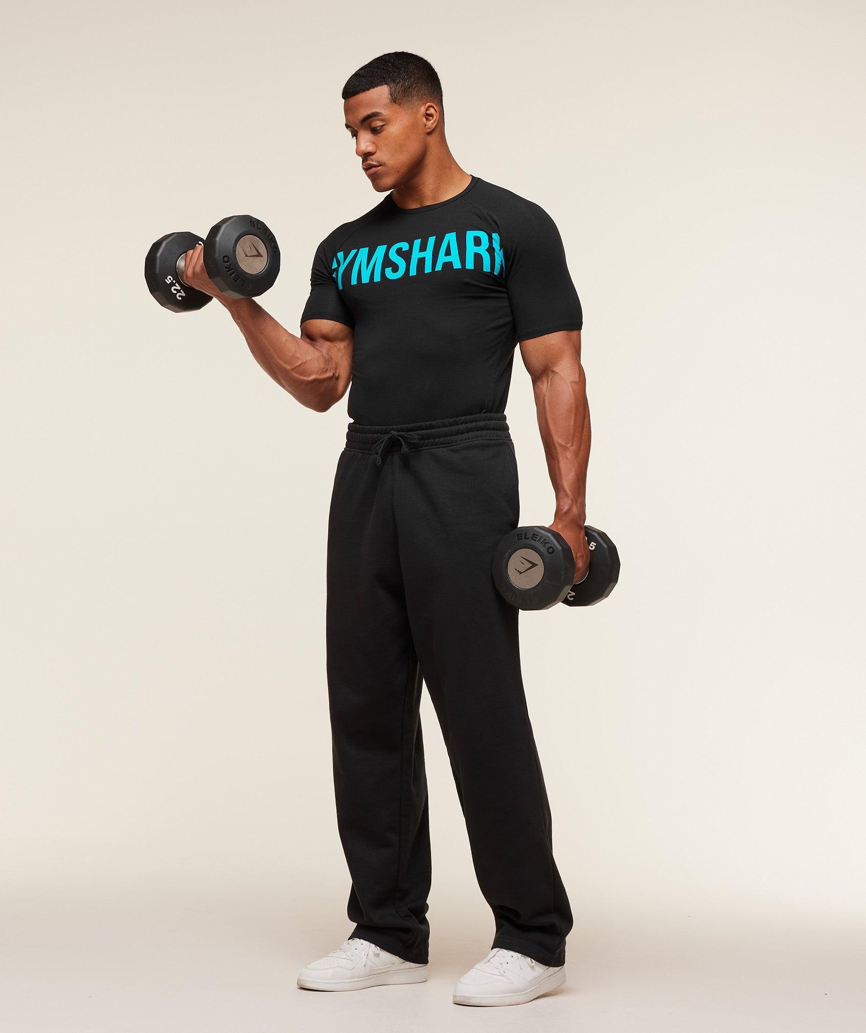 Gymshark Prime T-Shirt - Black/Brand Blue Male Product Image