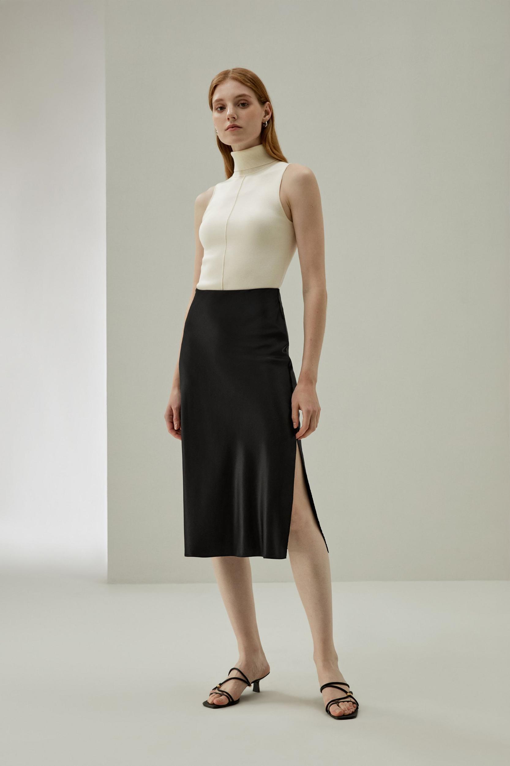 Minimalist Aesthetic Silk Poppy Skirt Product Image