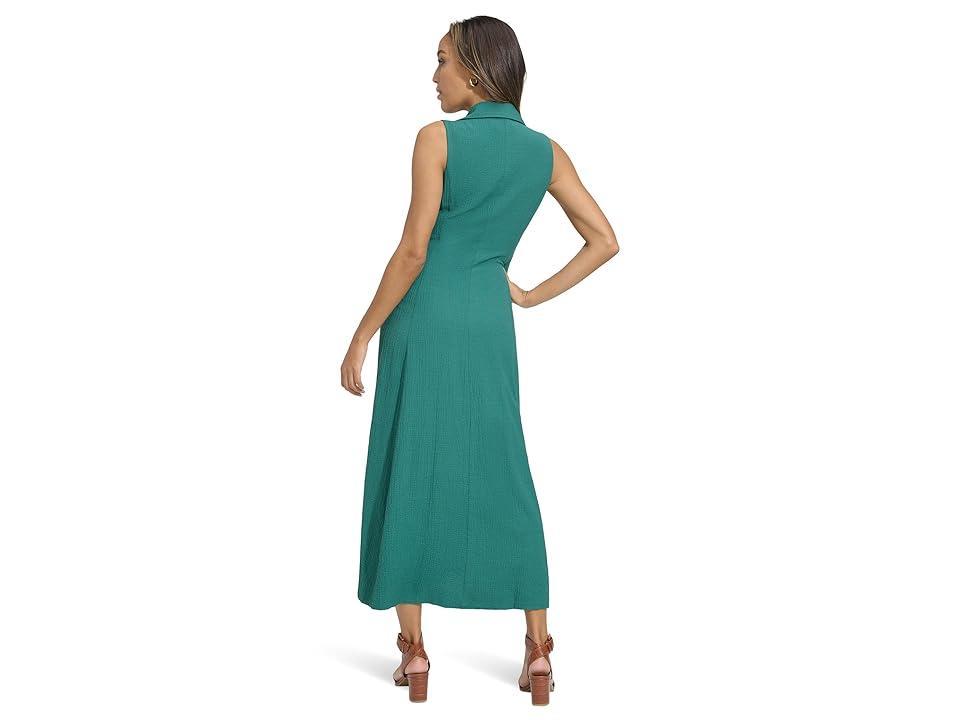 Calvin Klein Sleeveless Collared Gauze Dress (Sequoia) Women's Dress Product Image