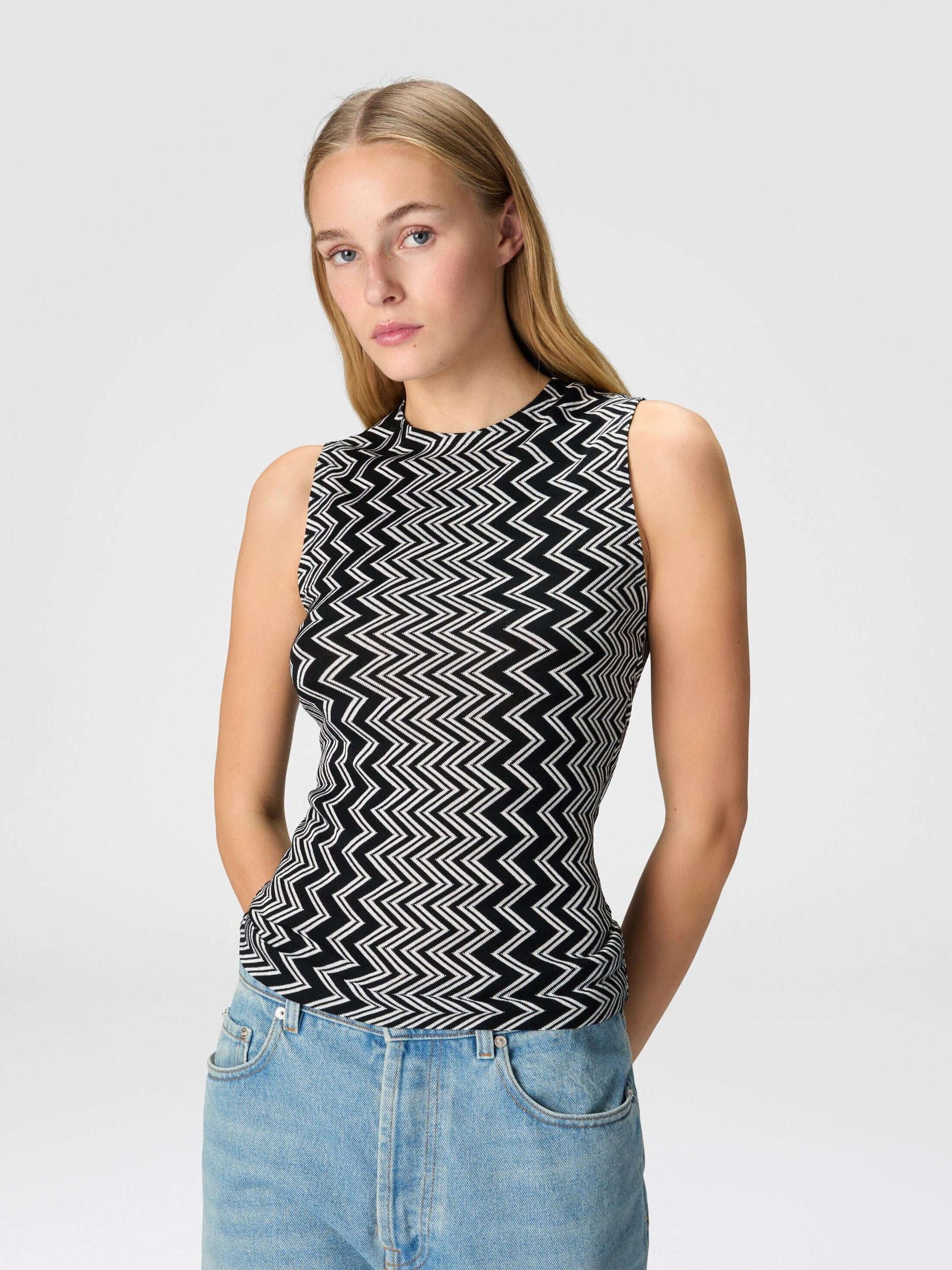 Zigzag wool and viscose tank top Product Image