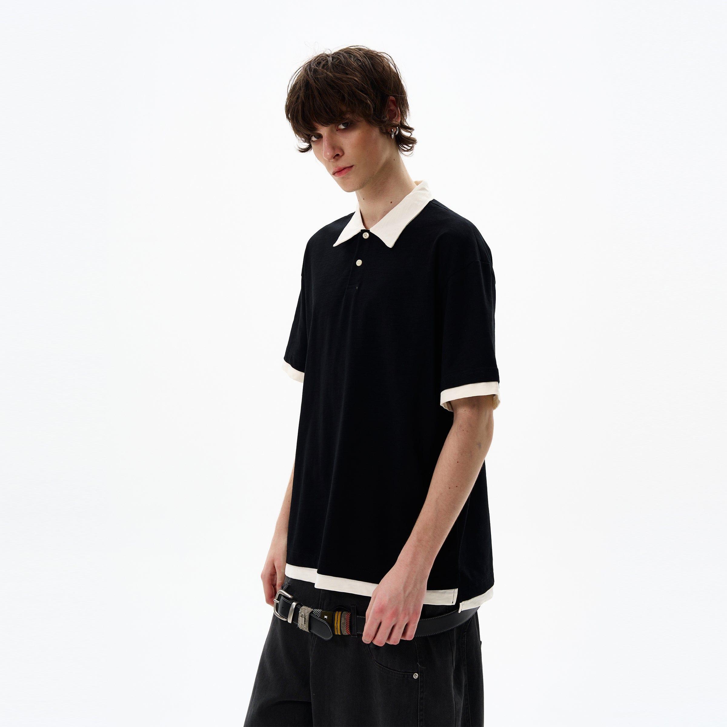 RT No. 12694 CONTRAST HENRY COLLAR SHORT SLEEVE Product Image