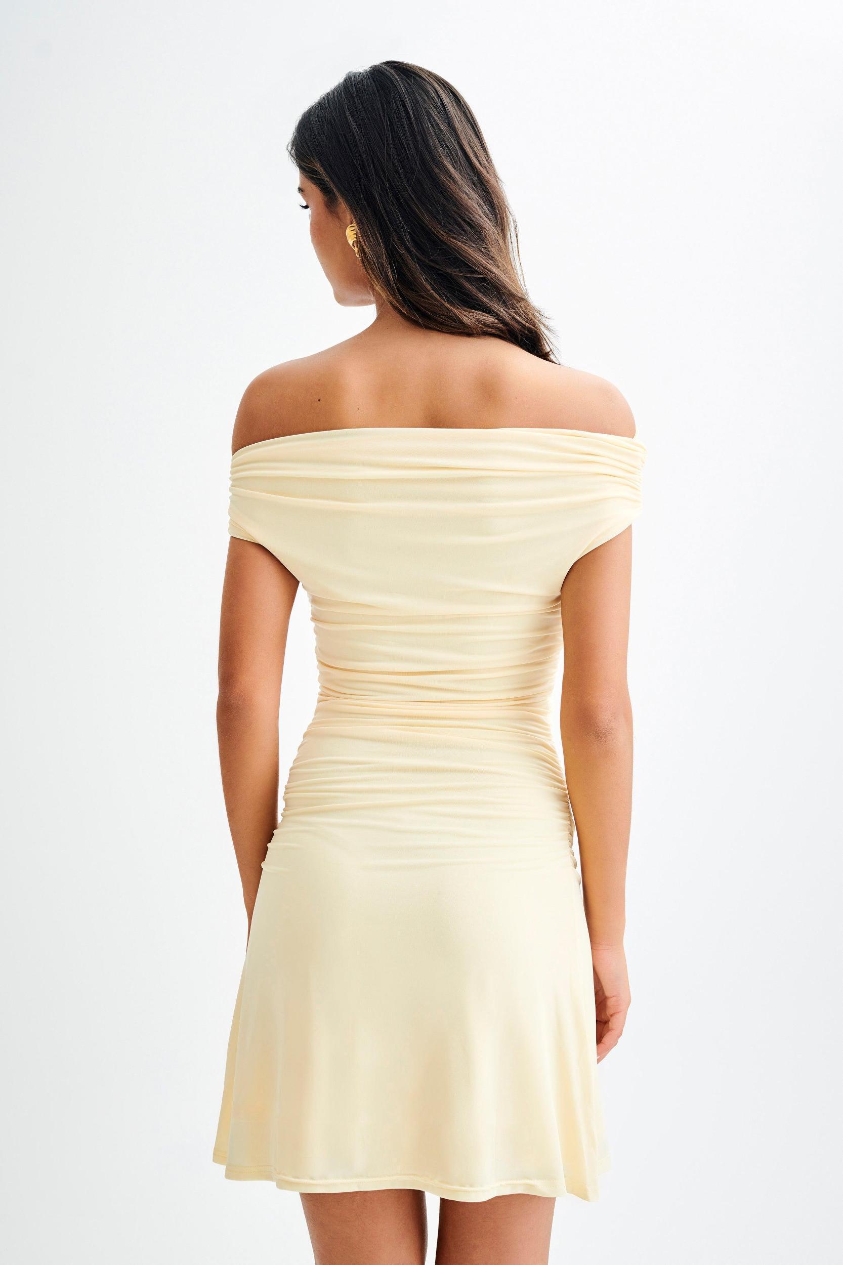 Dakoda Slinky Off Shoulder Mini Dress - Lemon Product Image
