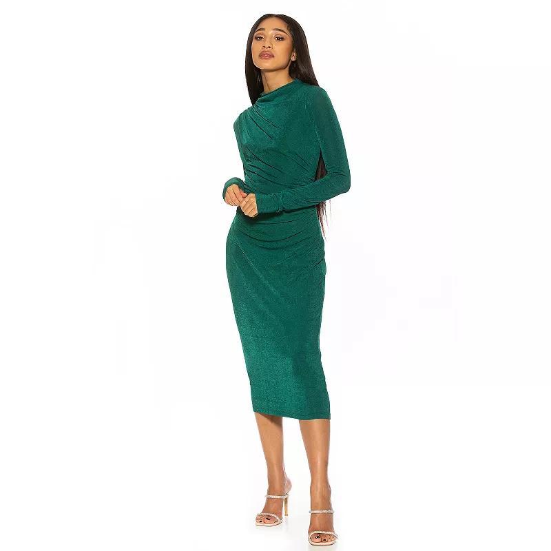 Women's ALEXIA ADMOR Draped Midi Sheath Dress, Size: Large, Black Product Image