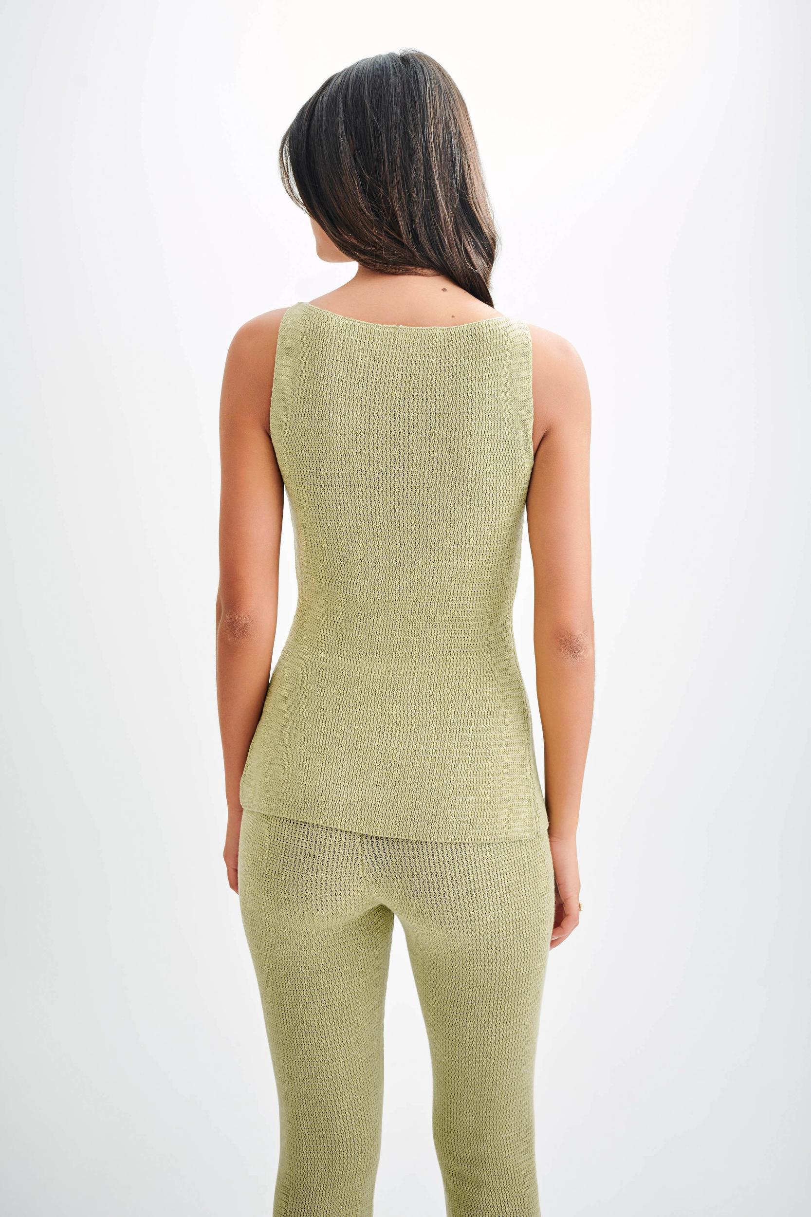 Ridley Knit Tank Top With Split - Pastel Green Product Image