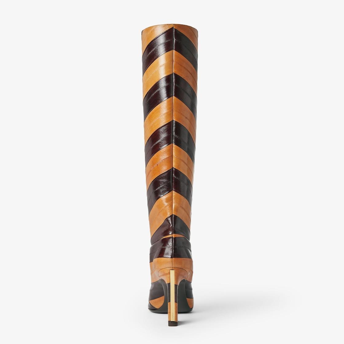Fendi Arco Two-tone inlaid hagfish leather boots Product Image