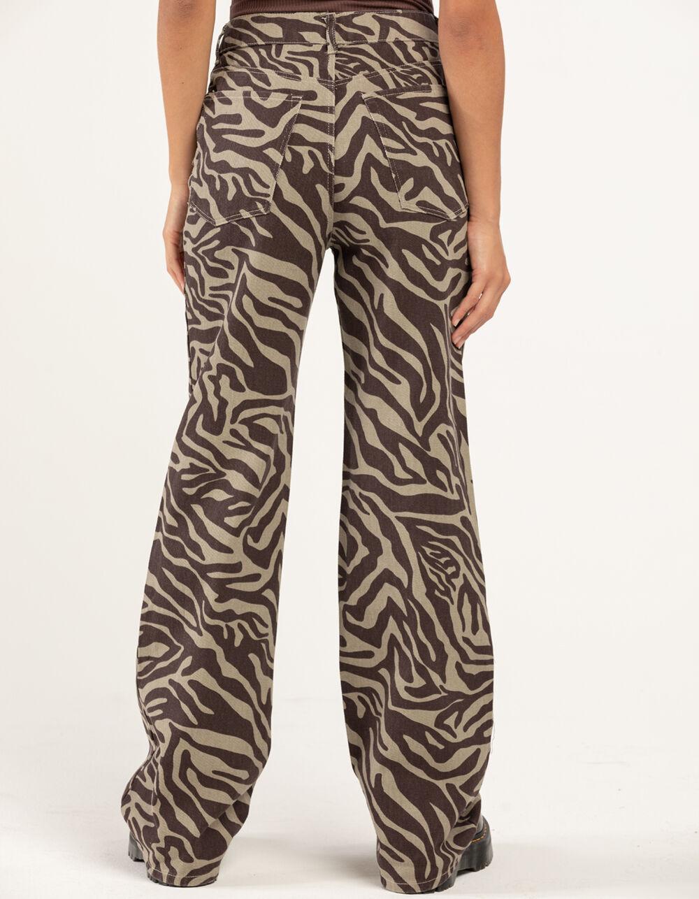 RSQ Womens High Rise Zebra Print Pants - GREEN COMBO Product Image