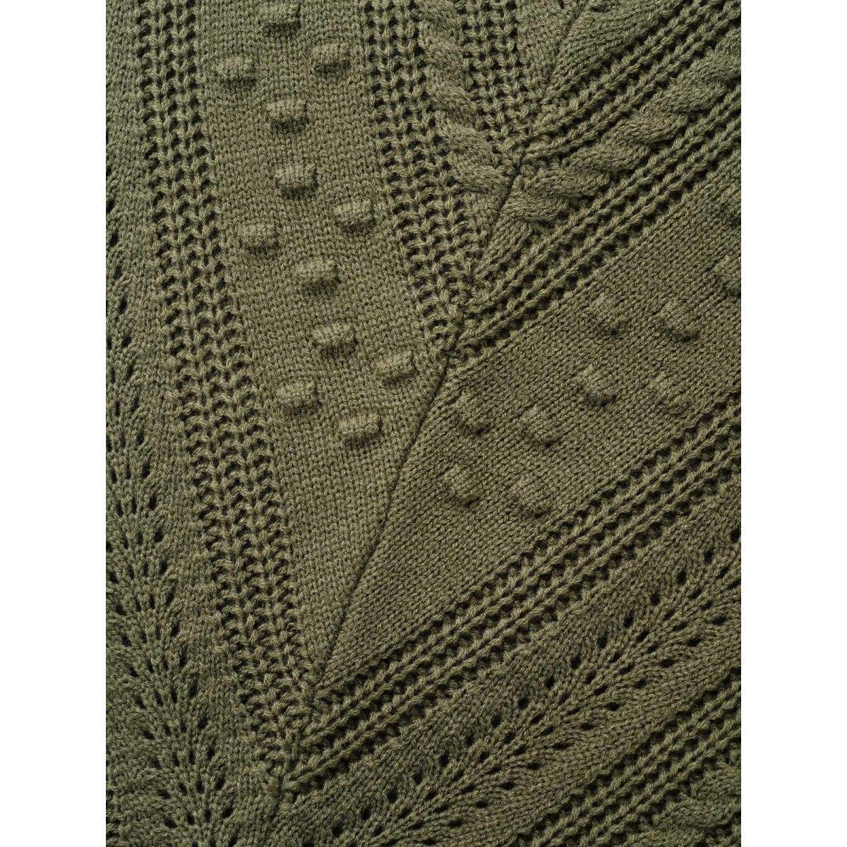 Plus Size Solid Round Neck Cable Knit Pullover ArmyGreen Women Casual Long Sleeve Round Neck Everyday Pullovers BloomChic 18-20/2X Product Image
