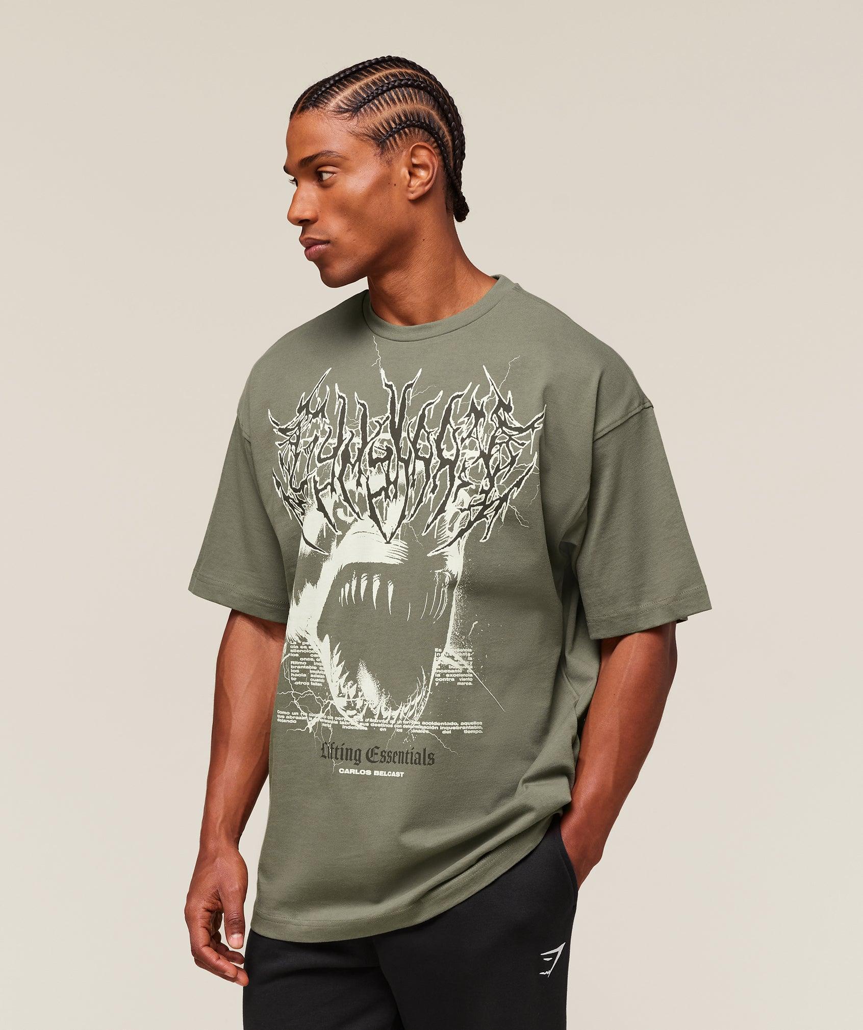Gymshark Carlos Belcast x Rest Day Essential T-Shirt - Base Green Male Product Image