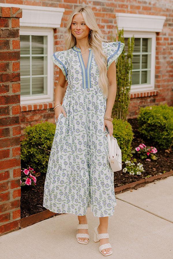 Picnic Ready Floral Midi Dress in Mint Product Image