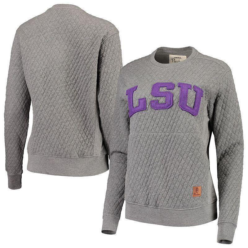 Women's Pressbox Heather Charcoal LSU Tigers Moose Quilted Pullover Sweatshirt, Size: XL, Grey Product Image
