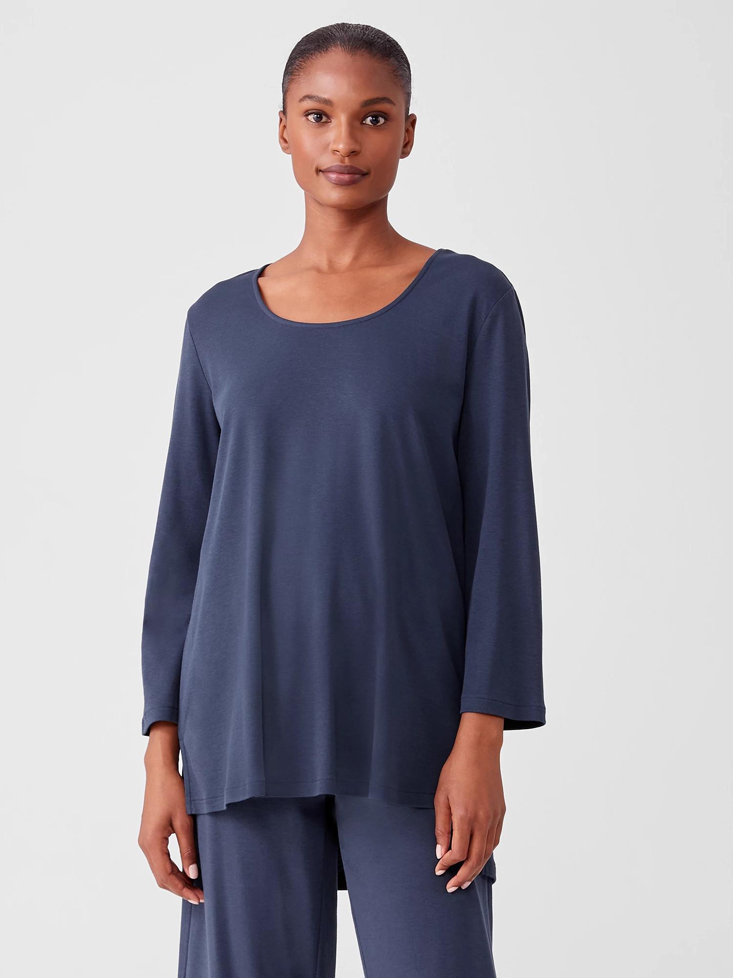 Cozy Organic Cotton Interlock U-Neck Top Product Image