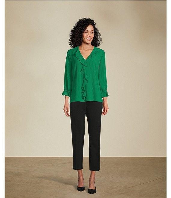 Investments Riley Woven Cascading Ruffle V-Neck 3/4 Sleeve Top Product Image