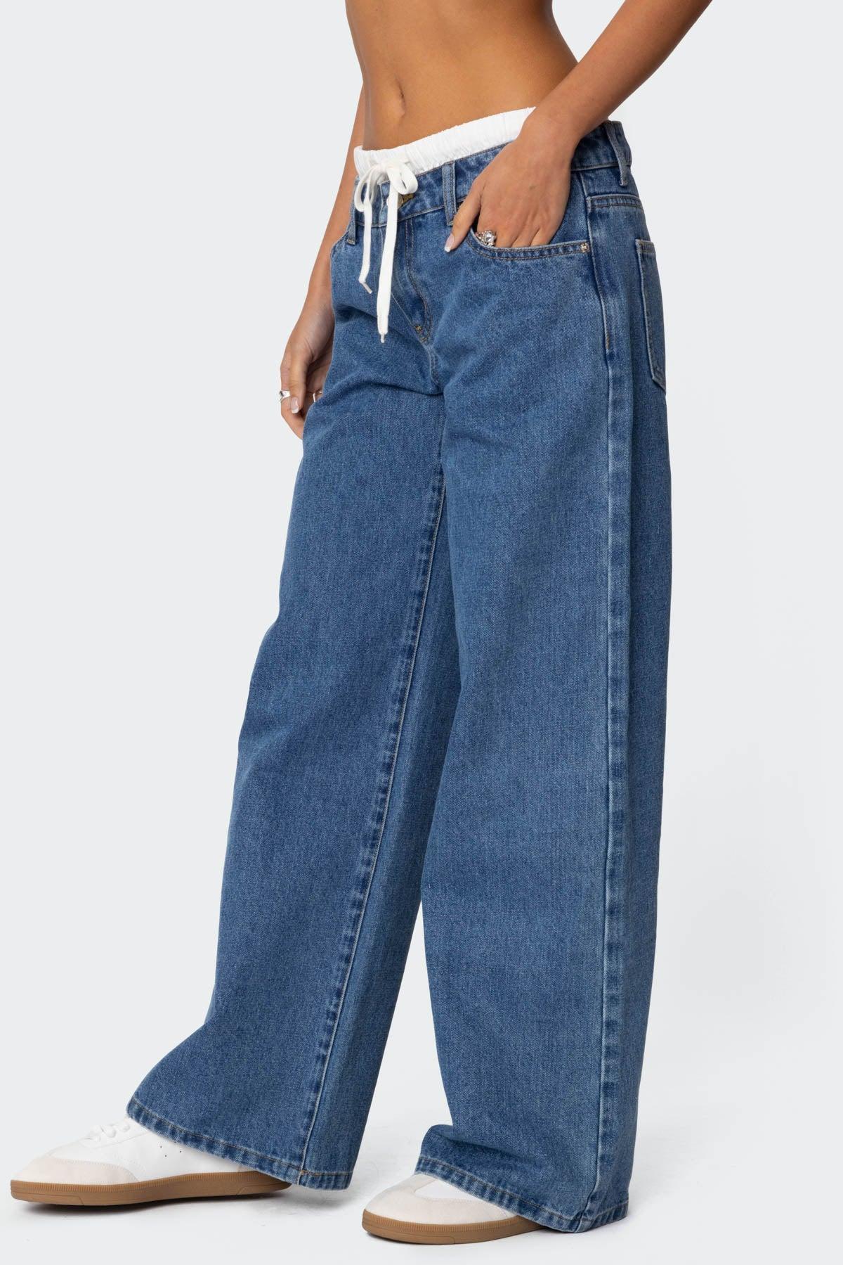 Drawstring Boxer Detail Jeans Product Image