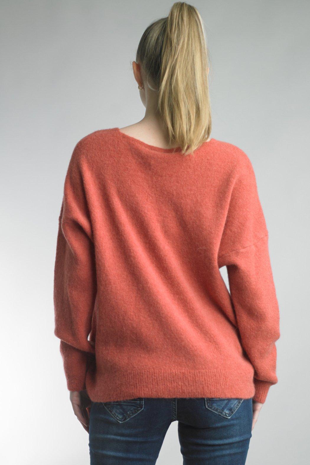 Coral V-Neck Sweater Product Image