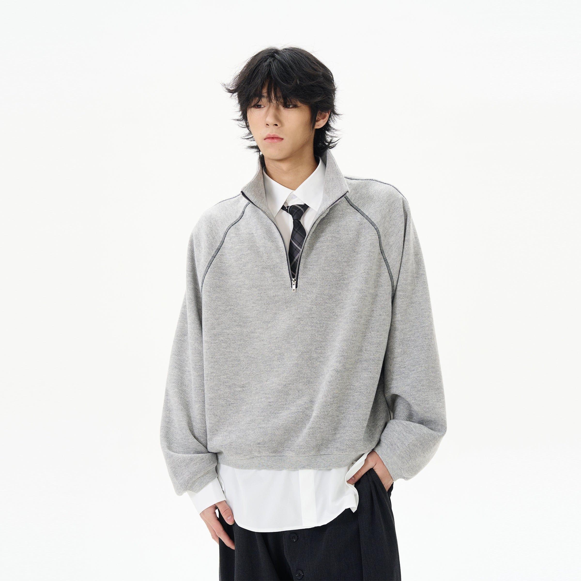 RT No. 12212 STITCHED HALF ZIP-UP COLLAR SWEATER Product Image