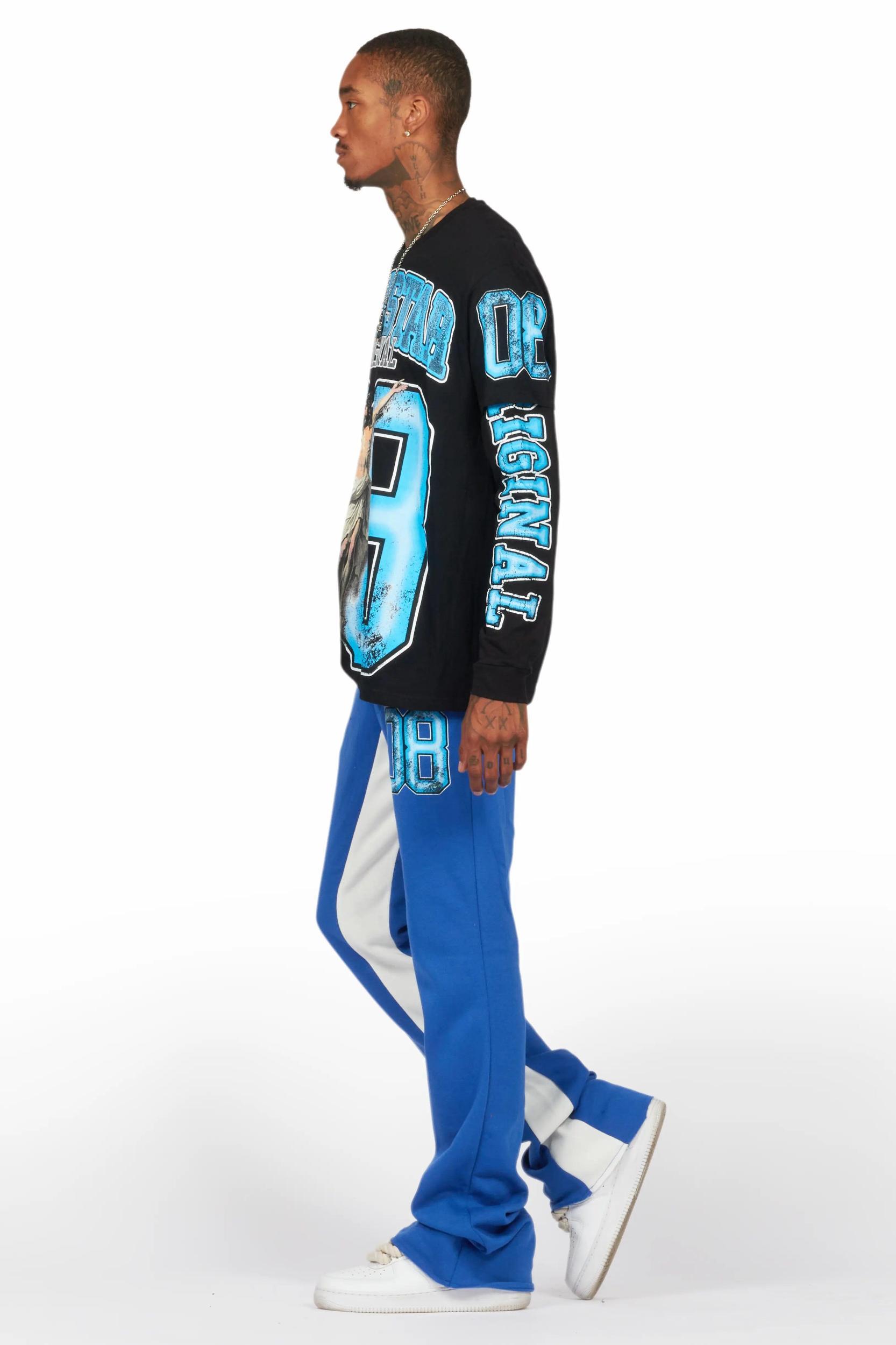 Fields Black/Royal Double Layer T-Shirt/Baggy Pant Set Male Product Image