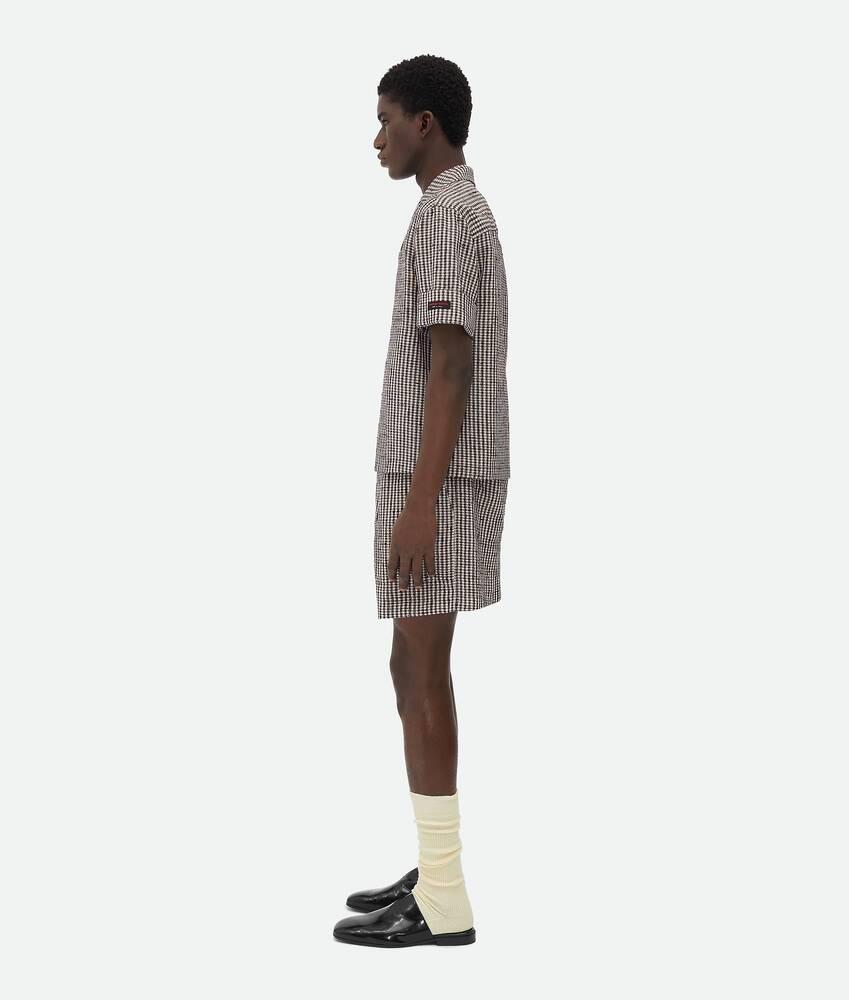 Men's Knotted Viscose Check Shorts in Talc/brown/black Product Image