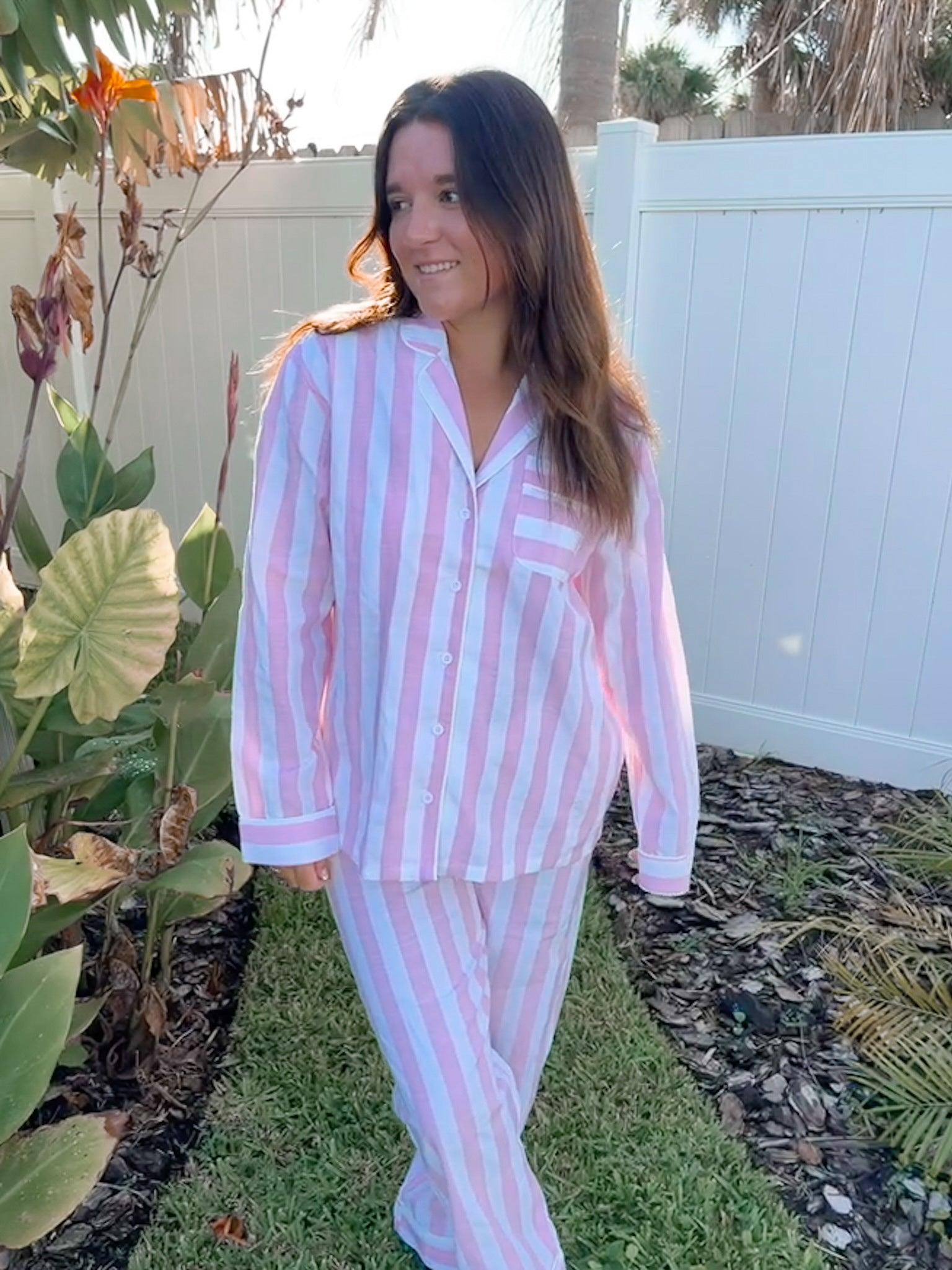 A Day In Greece Striped Pajama Top Product Image