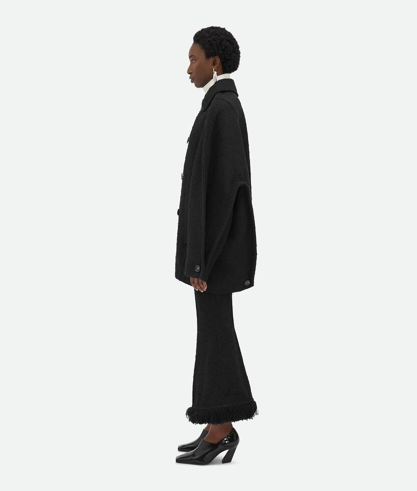 Women's Light Cotton Tweed Cocoon Coat in Black Product Image