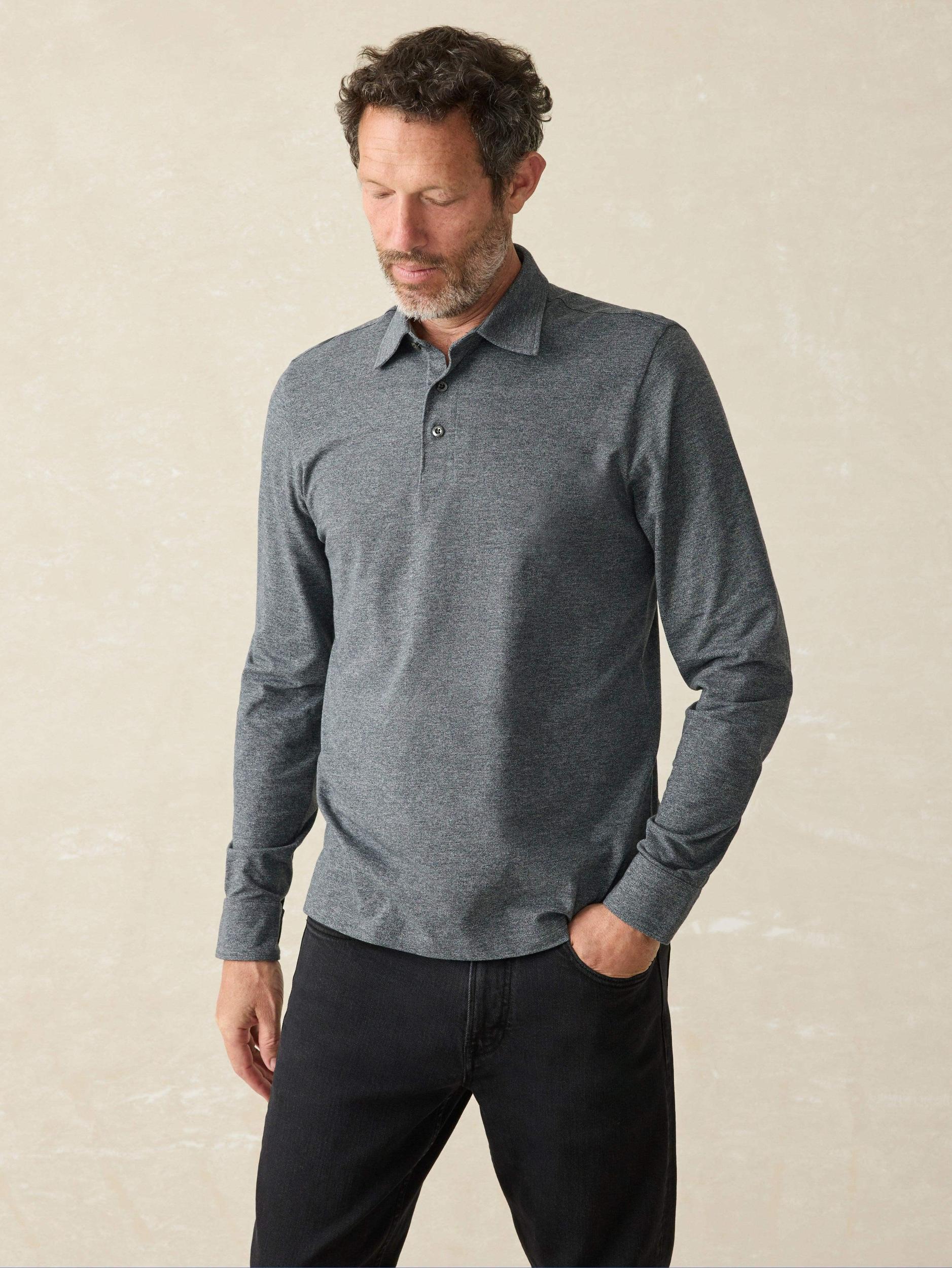 Movement™ Long-Sleeve Pique Polo - Dusty Iron Heather Male Product Image