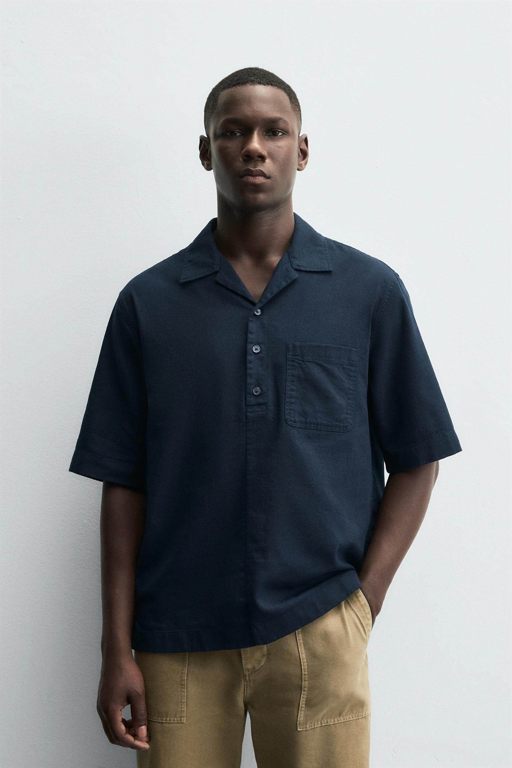 COTTON-LINEN POLO SHIRT Product Image
