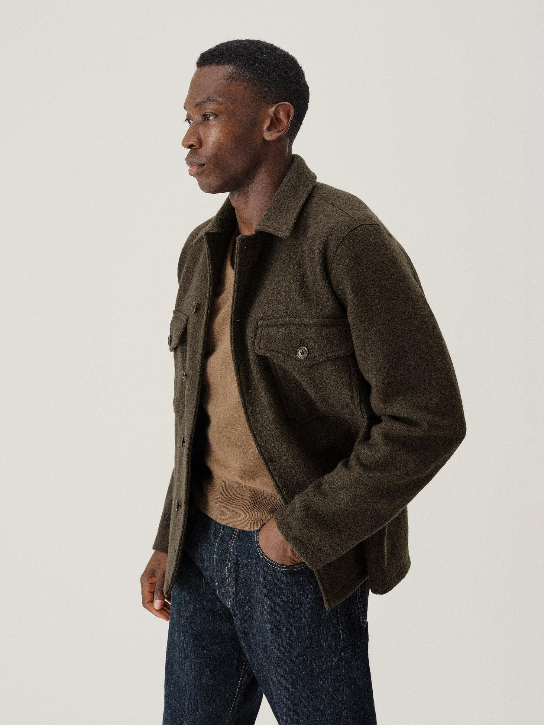 Marled River Rock Felted Wool Field Shirt Product Image