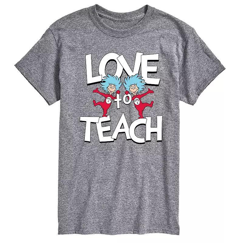 Mens Dr. Seuss The Cat in the Hat Love To Teach Graphic Tee Grey Gray Product Image