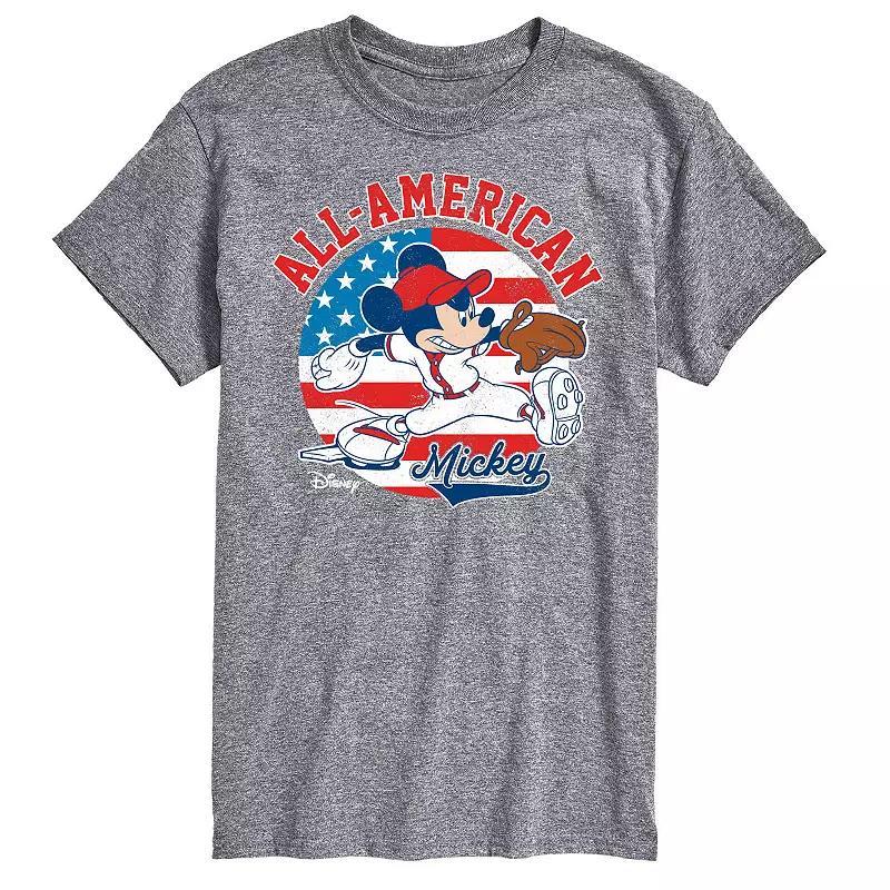 Disney's Mickey Mouse Big & Tall Americana Baseball Graphic Tee, Men's, Size: 4XB, Gray Product Image